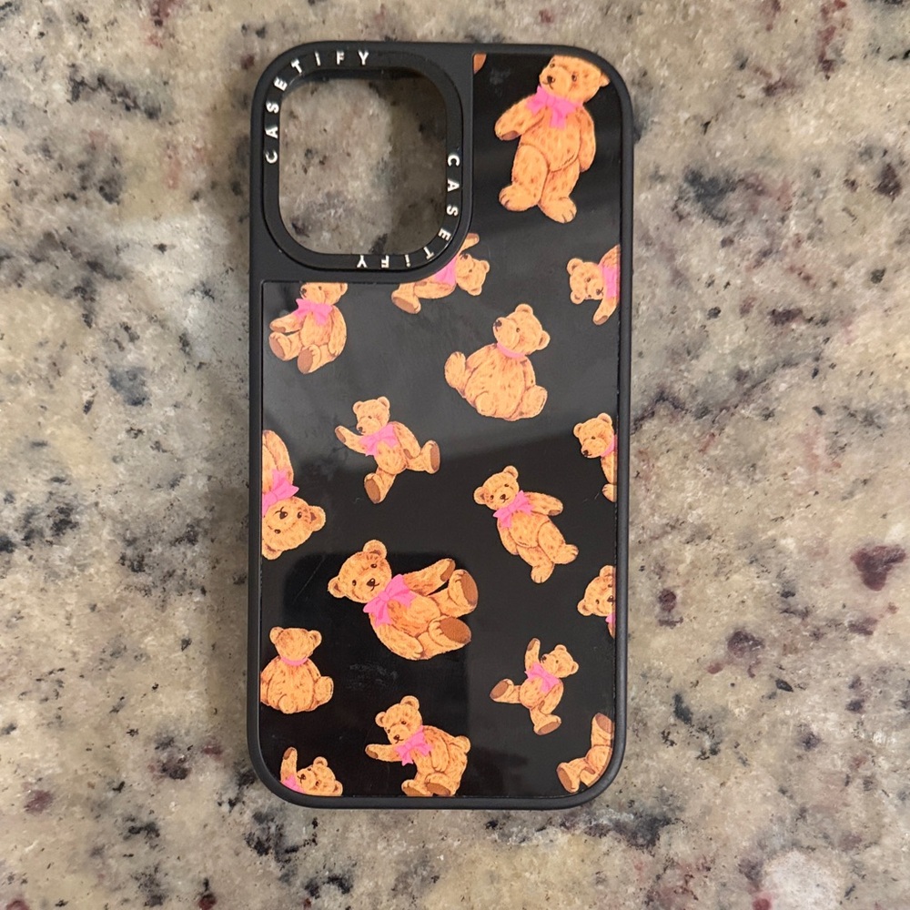 Casetify Black Case with Orange Teddy Bears